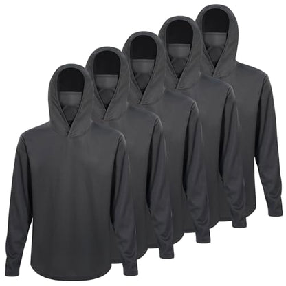 LeeHanTon Men UPF 50+ Sun Protection Hoodie Long Sleeve Shirts Dry-Fit UV Breathable Work Athletic Summer Pullover Sweatshirt - color: A-dkgy-with Mask, size: XX-Large