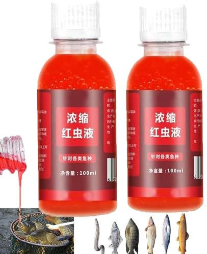 2PCS Red 40 Fishing Liquid, Red Ink Fishing,Fishing Bait,Red Fish attractants, Fishing Liquid Bait, Bait Fish Additive,Fish Lure Attraction Enhancer for Trout, Cod, Carp, Bass(100ml*2)