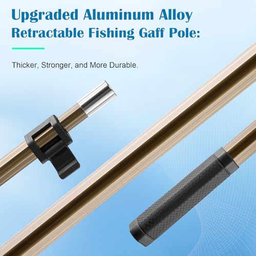 Cyfie Retractable Fishing Gaff, 4.8/6.6/7.8/9.4/16.4ft Telescopic Fishing Gaff with 8mm Screw, Capable for Fish Gig Spear Harpoon Hook, Ice and Saltwater Fishing Gaff Pole for Hunting Fish Frog Mole - color: Aluminum Alloy + 7.8 Feet Extending Pole