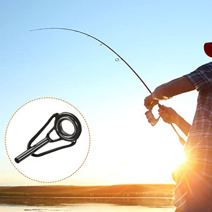 PATIKIL Tube Dia Fishing Rod Tips Repair Kit, Stainless Steel Black Guide Ring for Fishing - size: 1.8mm
