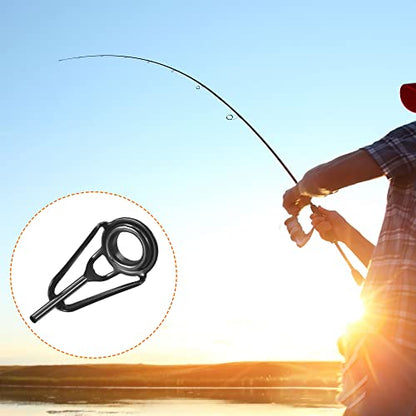 PATIKIL Tube Dia Fishing Rod Tips Repair Kit, Stainless Steel Black Guide Ring for Fishing - size: 1.2mm