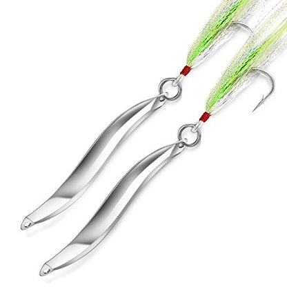 Omelchenko Lure Fishing Lures Bucktail Teasers Set of Two Silver 1.4-Ounce 40gm Saltwater Freshwater