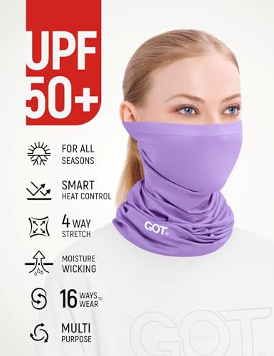 UPF 50+ Cooling Neck Gaiter - Fishing Face Mask Sun Protection Men Women | Thermoregulation, Moisture-Wicking, Quick-Drying, 4-Way Stretch, Built-in UV SPF, Multi-Style Headwear - color: Purple