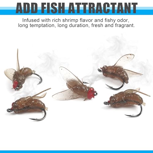 Bionic Fly Fishing Bait, 18/36pcs Fly Fishing Flies Lures Kit Trout Jigs Swimbait Dry Flies Trout Panfish Lures Freshwater Saltwater Flies Fly Fishing Hook Artificial Soft Bait - style: Brown-36pcs