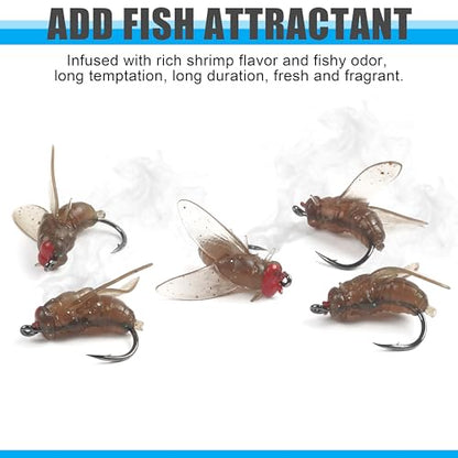 Bionic Fly Fishing Bait, 18/36pcs Fly Fishing Flies Lures Kit Trout Jigs Swimbait Dry Flies Trout Panfish Lures Freshwater Saltwater Flies Fly Fishing Hook Artificial Soft Bait - style: Brown-18pcs