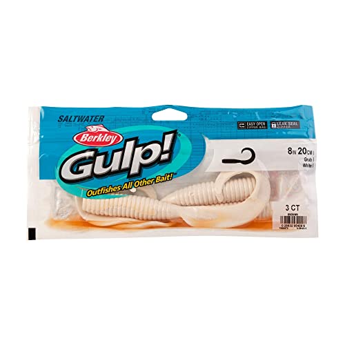 Berkley Gulp! Grub Saltwater Fishing Soft Bait - color: White, size: 8- Inch