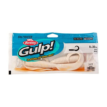 Berkley Gulp! Grub Saltwater Fishing Soft Bait - color: White, size: 8- Inch