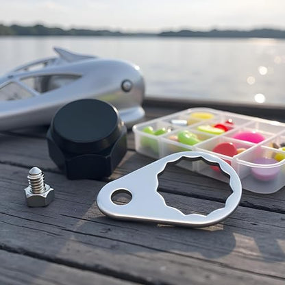 A Set M7 Fishing Reel Screws Nut Caps, Fishing Reel Handle Screw Cap Crank Nuts and Locking Plate Replacement for Left and Right Hand Plate DIY Fishing Reel Replacement Parts Accessories