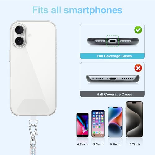 SHANSHUI Phone Lanyard Tether, Stretchy Phone Strap Patch Anchor Outdoor Climbing Hook Compatible for Most Smartphones - color: Whitepurple