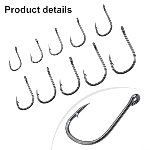 High Carbon Steel Fishing Hooks Set, Assorted Sizes Fly Fishing Hook Kit with Plastic Box, Barbed Terminal Tackle for Freshwater Saltwater Angling, 100 or 500 Pieces(500 per box) - size: 500 per box