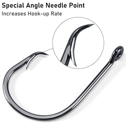 Dr.Fish 50 Pack in-line Circle Hooks, Straight Shank Octopus Hooks, Freshwater & Saltwater Fishing Catfish Tuna Bass Striper - size: #7/0-50 Pack