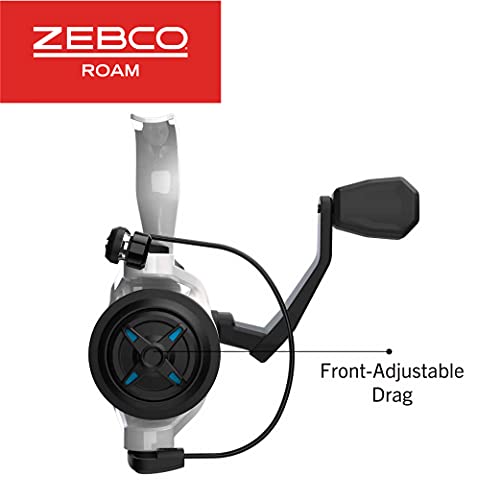 Zebco Roam Spinning Reel and Fishing Rod Combo, 6-Foot Fiberglass Fishing Pole, Split ComfortGrip Handle, Soft-Touch Handle Knob, Changeable Right- or Left-Hand Retrieve - style: Size 30 Reel - 6'6" Rod - Blue