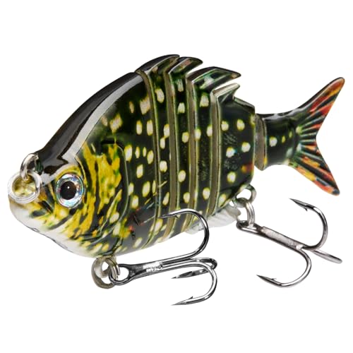 Bassdash SwimPanfish 0.34oz Hard Swimbaits Multi Jointed Topwater Trout Bass Fishing Crank Lure for Freshwater and Saltwater - color: Northern Pike
