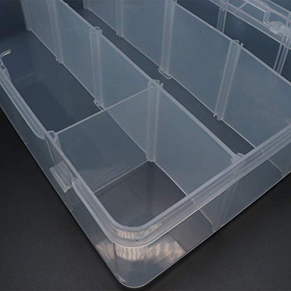 Xiaoyztan Clear Plastic Organizer, 12 Grids with Adjustable Dividers, Jewelry Box Bead Storage Container for Small Parts, Fishing Tackle, DIY Crafts, and Earrings - size: 8.8x6.6x2.3 in