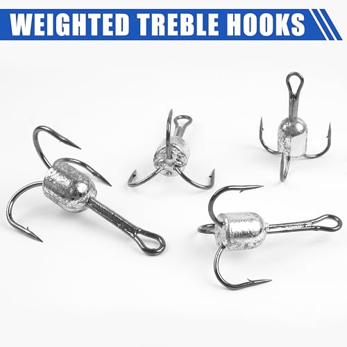 Snagging Hooks Snagging Weighted Treble Hooks Large Treble Fishing Hook Bunker Snag Hook with Weight for Saltwater Freshwater Bass Trout Salmon 5/0 6/0 8/0 10/0 - size: 8/0-1.5oz-5pcs