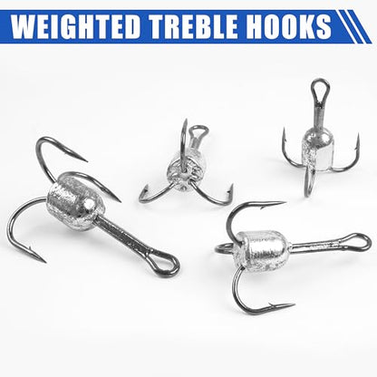 Snagging Hooks Snagging Weighted Treble Hooks Large Treble Fishing Hook Bunker Snag Hook with Weight for Saltwater Freshwater Bass Trout Salmon 5/0 6/0 8/0 10/0 - size: 8/0-1.5oz-5pcs