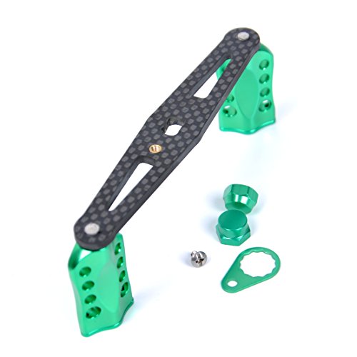 NEW Replacement Carbon Fiber 6061 Aviation Aluminum Fishing Reel Handle knobs Accessories for Baitcasting Rocker - color: 02S-S GREEN