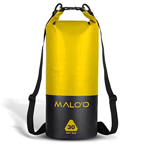 Malo’o DryPack 30L Waterproof Kayak Dry Bag, Heavy Duty Roll-Top Dry Bag with MOLLE Grid and Carry Straps for Fishing, Paddle Boarding, Boating, Camping, and Travel, Yellow - color: Yellow, style: 30l Dry Bag
