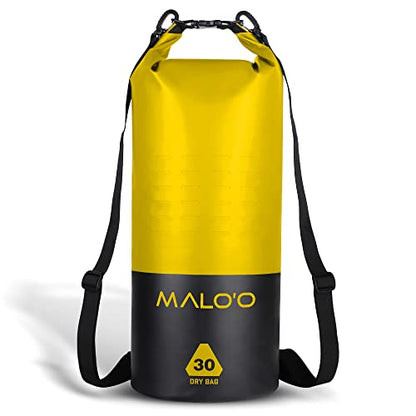 Malo’o DryPack 30L Waterproof Kayak Dry Bag, Heavy Duty Roll-Top Dry Bag with MOLLE Grid and Carry Straps for Fishing, Paddle Boarding, Boating, Camping, and Travel, Yellow - color: Yellow, style: 30l Dry Bag