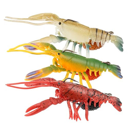 Pre-Rigged Weighted Shrimp & Crawfish Fishing Lures – Soft Bait with Lead Weight, Weedless, Realistic Action – Durable for Bass, Trout, Crappie, Saltwater & Freshwater Fishing - size: 4in-7/16oz