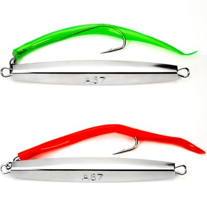 Diamond Jigs Saltwater Fishing Lures Sinking Metal Spoons, Casting Trolling Jigging Lures Bottom Surf Fishing Jigs for Bluefish, Striped bass, Tuna, Salmon, Deep Sea, Ocean - color: 6 oz - 2 Pcs
