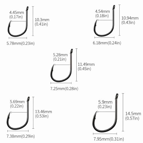 500Pcs Fishing Hooks Set – High Carbon Steel Sharpened Barbed Circle Hooks in Assorted Sizes 3 to 12 for Freshwater and Saltwater Fishing - size: 1#-with Holes