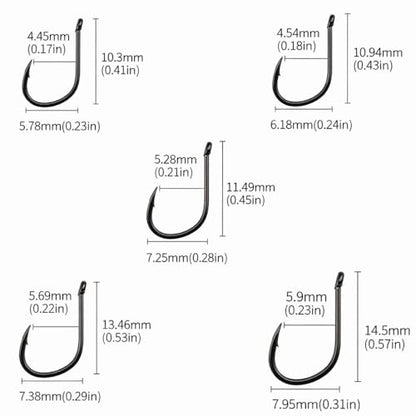 500Pcs Fishing Hooks Set – High Carbon Steel Sharpened Barbed Circle Hooks in Assorted Sizes 3 to 12 for Freshwater and Saltwater Fishing - size: 1#-with Holes