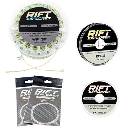 RIFT WF Fly Fishing Line Kit 3 5 6WT Dual Welded Loop Fly Fishing Line Pre-Tied Leader Braided Backing Tippet Fish Line - size: WF 3WT Fly Line Combo