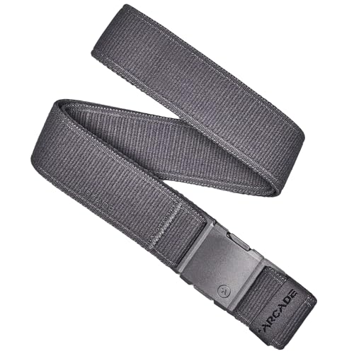 Arcade Belts A2 Unisex Adventure Belt: Heavy Duty Stretch, Metal Free Buckle - color: Atlas - Charcoal, size: Standard (Up to 40"); 1.5" Wide