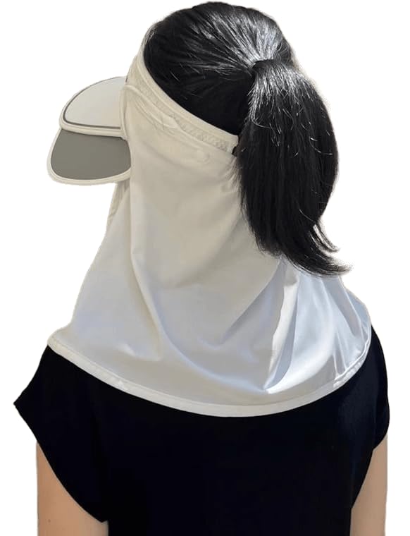 Womens Wide-Brim 3 in 1 Sun-Visor-Hat with Neck-Flap for Outdoor