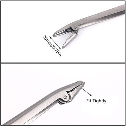 SEIWEI Fishing Hooks Remover Extractor Rivers Freshwater Saltwater Fishing Grabber Tool Stainless Steel Fish Holder Fishing Tongs Silver Portable - color: 2PCS