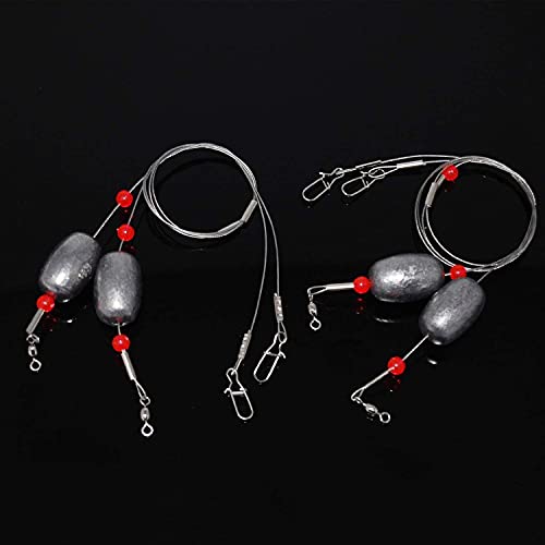 Carolina Rig Catfish Rig Saltwater Bottom Surf Fishing Rigs Flounder Rigs Wire Leaders with Egg Sinkers for Flounder Catfish Grouper Striped Bass Drum Redfish Fishing - size: 1 oz_4pcs