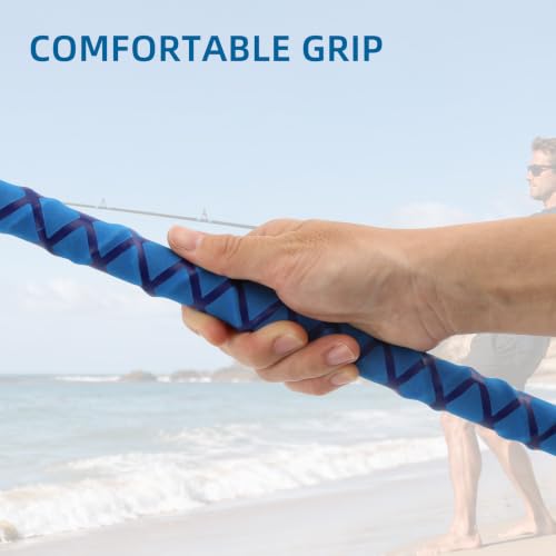 Surf Rod Saltwater 9ft- 4-Piece Carbon Fiber Surf Fishing Rods, Portable Travel Surf Spinning Rod with 20-40lb Power Green Blue - color: Blue, size: 12FT Surf Rod