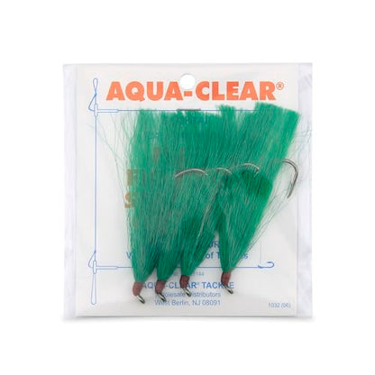 Aqua-Clear, Bucktail Jigs Saltwater Fishing Lures, Flounder Fluke Sea Trout Weakfish Croaker Rig, 3/0 XL Nickel Octopus Hook with White Hair - color: Green