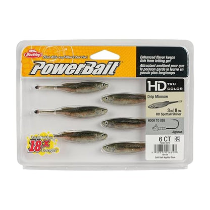 Berkley PowerBait Drip Minnow Fishing Soft Bait - color: HD Spottail Shiner, size: 3"