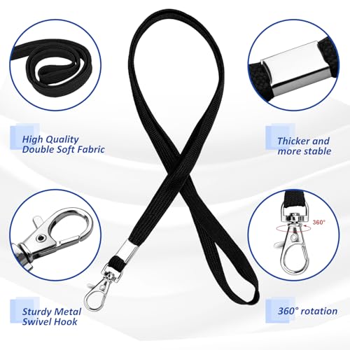 3 Pack Clear Plastic Passport Badge Holders with Lanyard, 4x6 Inch Vertical No Zipper ID Card Holder with Black Lanyard Extra Large ID Badge Holder for Passport