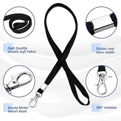 3 Pack Clear Plastic Passport Badge Holders with Lanyard, 4x6 Inch Vertical No Zipper ID Card Holder with Black Lanyard Extra Large ID Badge Holder for Passport