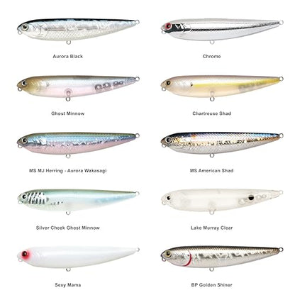 LUCKY CRAFT Sammy 100, Topwater Walking The Dog Action Freshwater Lake Bass Fishing Champion Bait - color: 380 Silver Cheek Chartreuse Shad, size: 100