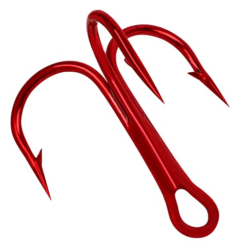 AMHDV 100pcs Treble Hooks Barbed Sharp Treble Hook for Freshwater and Saltwater - color: Red, size: 2# 100pcs