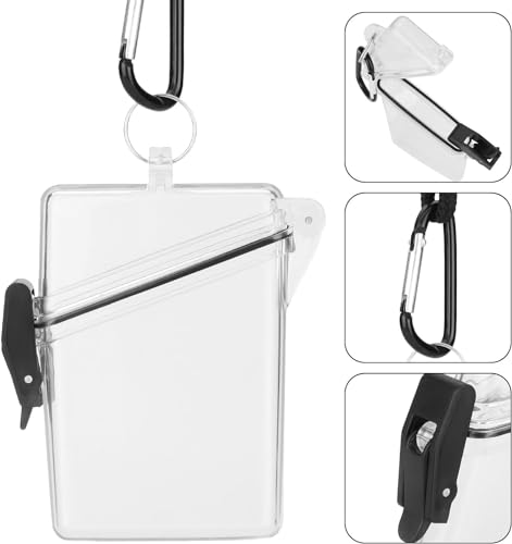 Transparent Clear Waterproof ID Card Badge Holder Case Waterproof Sports Case Vertical Badge Holders with Lanyard and Keychain,Identification Badges and Supplies, Identification Badges and Supplies