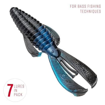 Strike King Rage Bug Fishing Lure, Soft Plastic Grub, Unique Design, Subtle Action - color: Black Blue Swirl, size: 4"