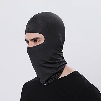 2 Pieces Thin Balaclava Ski Mask Head Mask Full Face Mask Windproof Sun UV Protection Hood for Women Men - color: Black+black