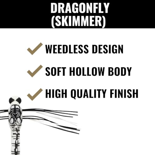 Lunkerhunt Dragonfly Fishing Lures | Most Realistic Weedless Fishing Lure | Great Top Water Fishing Lure with Double Skirted Wings | Perfect for Bass, Trouth and Pike, Weedless Bait