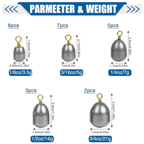 Fishing Weights Sinker Kit 25/54pcs Assorted Sizes Drop Bass Casting Catfish Weights Freshwater Saltwater Fishing Sinkers