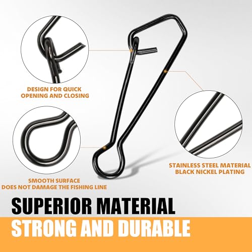 High-Strength Fishing Snaps Stainless Nice Snaps Fishing Clips Lure Hook Connector Quick Change Lock Saltwater Fishing Accessories - size: 1# (45lb) / 100PCS