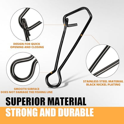 High-Strength Fishing Snaps Stainless Nice Snaps Fishing Clips Lure Hook Connector Quick Change Lock Saltwater Fishing Accessories - size: 3# (75b) / 100PCS
