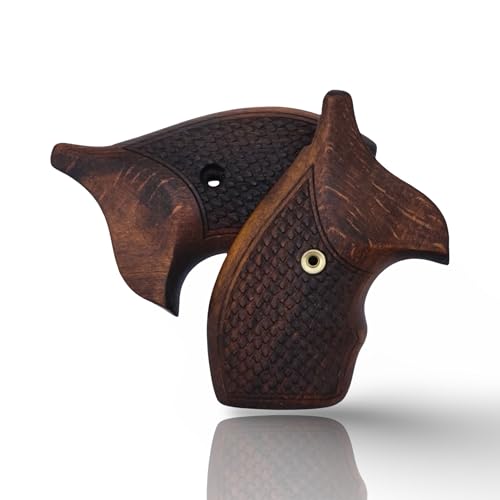 J Round Revolver Grips Compatible with S&W, Real Wood Gun Grips fits Smith & Wesson J Frame Round Butt .38 Special and 9mm Revolvers/Screw Included - color: Fishscale - Brown, size: Beech Wood