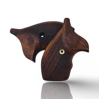 J Round Revolver Grips Compatible with S&W, Real Wood Gun Grips fits Smith & Wesson J Frame Round Butt .38 Special and 9mm Revolvers/Screw Included - color: Fishscale - Brown, size: Beech Wood