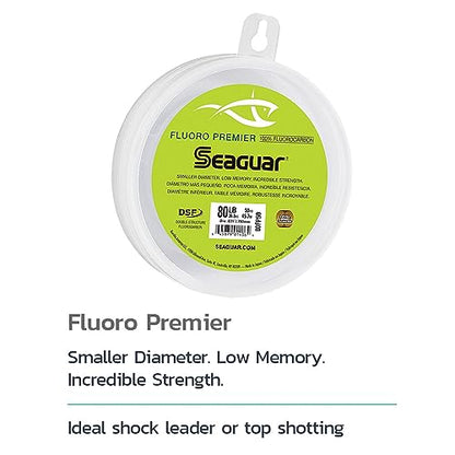 Seaguar Fluoro Premier Saltwater Fishing Line Shock Leader, 100% Fluorocarbon, Multiple Sizes - size: 60lbs/50yds