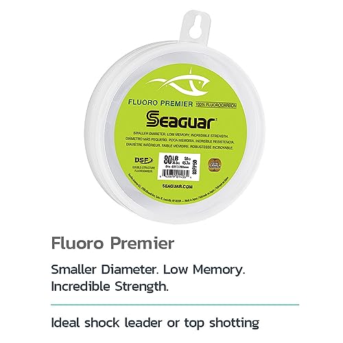 Seaguar Fluoro Premier Saltwater Fishing Line Shock Leader, 100% Fluorocarbon, Multiple Sizes - size: 30lbs/50yds